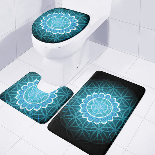 Vishuddha Chakra Spiritual Print 3 Piece Bath Mat Set