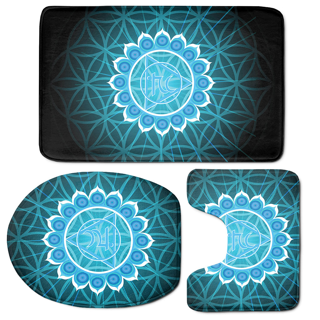 Vishuddha Chakra Spiritual Print 3 Piece Bath Mat Set