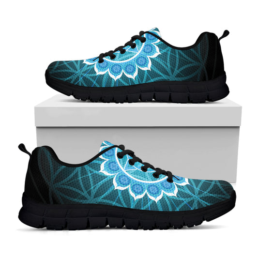 Vishuddha Chakra Spiritual Print Black Sneakers