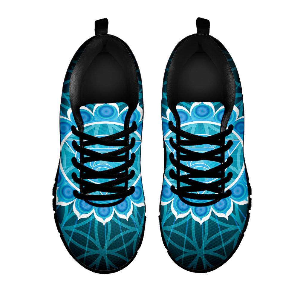 Vishuddha Chakra Spiritual Print Black Sneakers