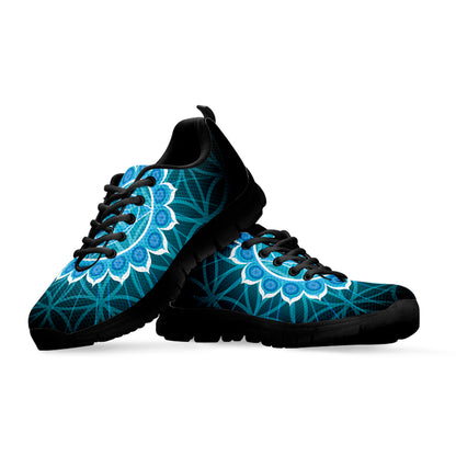 Vishuddha Chakra Spiritual Print Black Sneakers