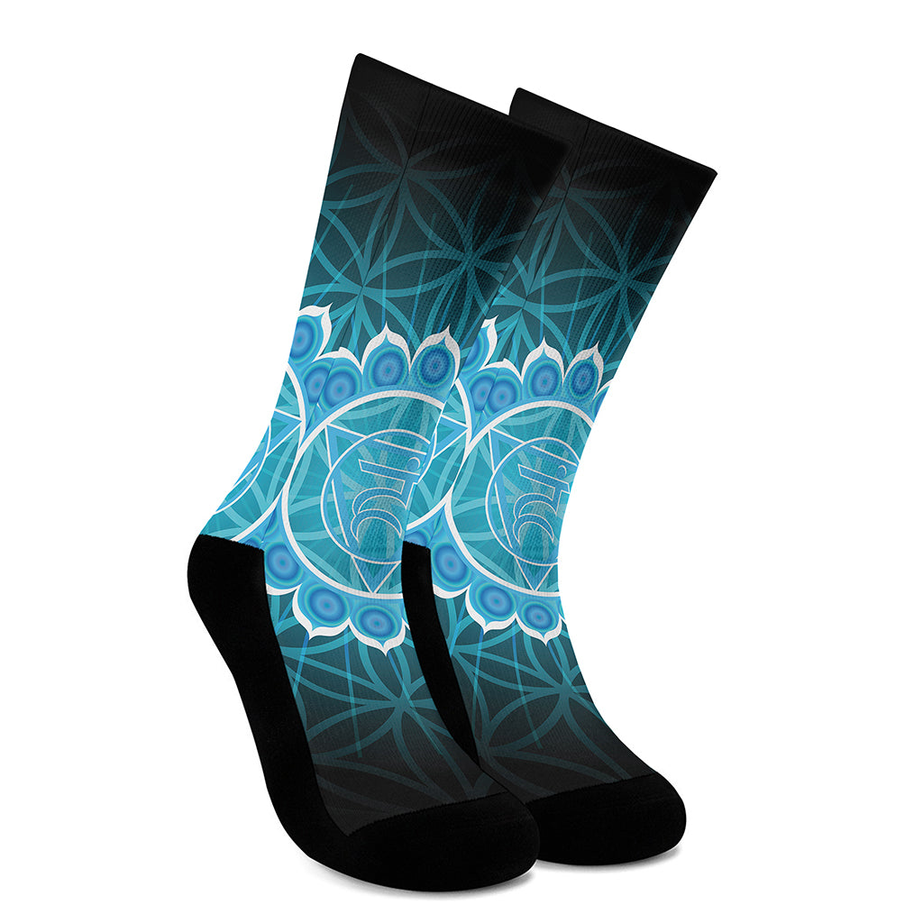Vishuddha Chakra Spiritual Print Crew Socks