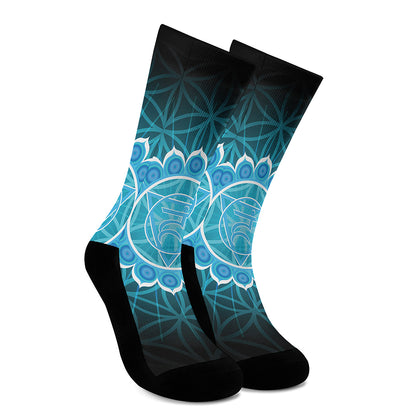 Vishuddha Chakra Spiritual Print Crew Socks