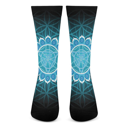 Vishuddha Chakra Spiritual Print Crew Socks