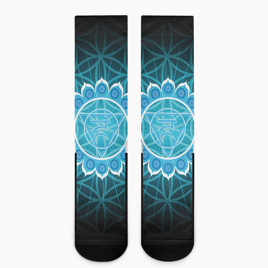 Vishuddha Chakra Spiritual Print Crew Socks