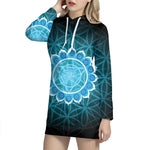 Vishuddha Chakra Spiritual Print Pullover Hoodie Dress