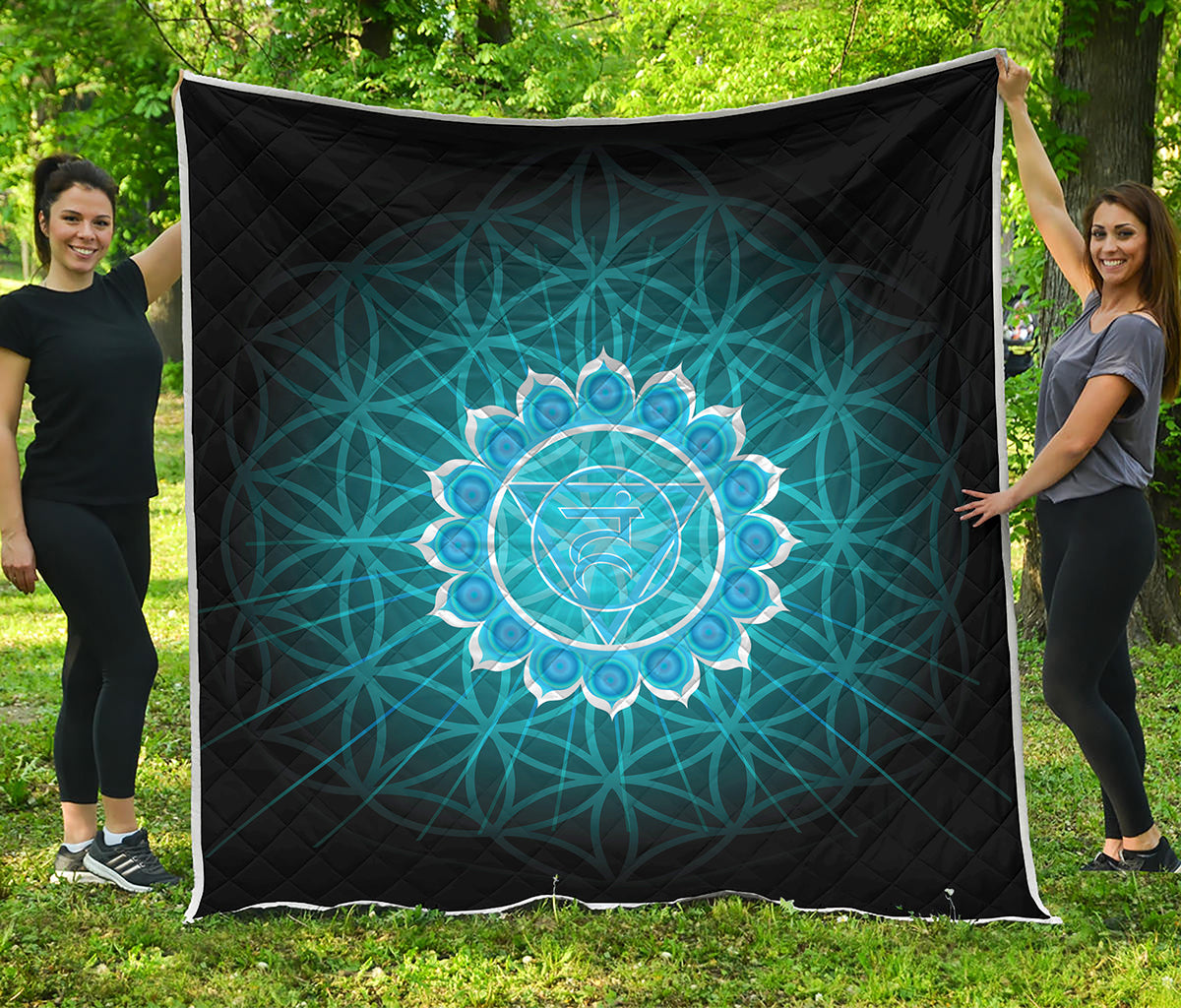Vishuddha Chakra Spiritual Print Quilt