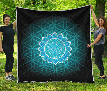 Vishuddha Chakra Spiritual Print Quilt
