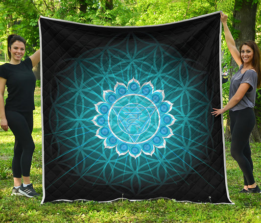 Vishuddha Chakra Spiritual Print Quilt