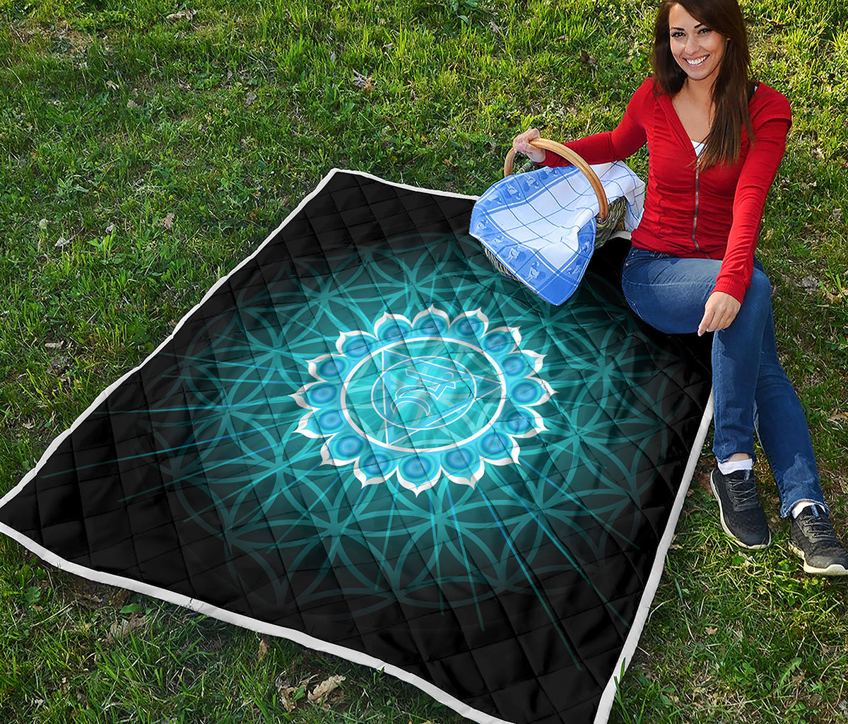 Vishuddha Chakra Spiritual Print Quilt