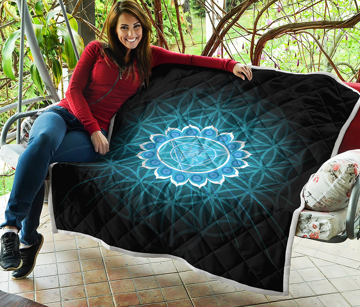 Vishuddha Chakra Spiritual Print Quilt