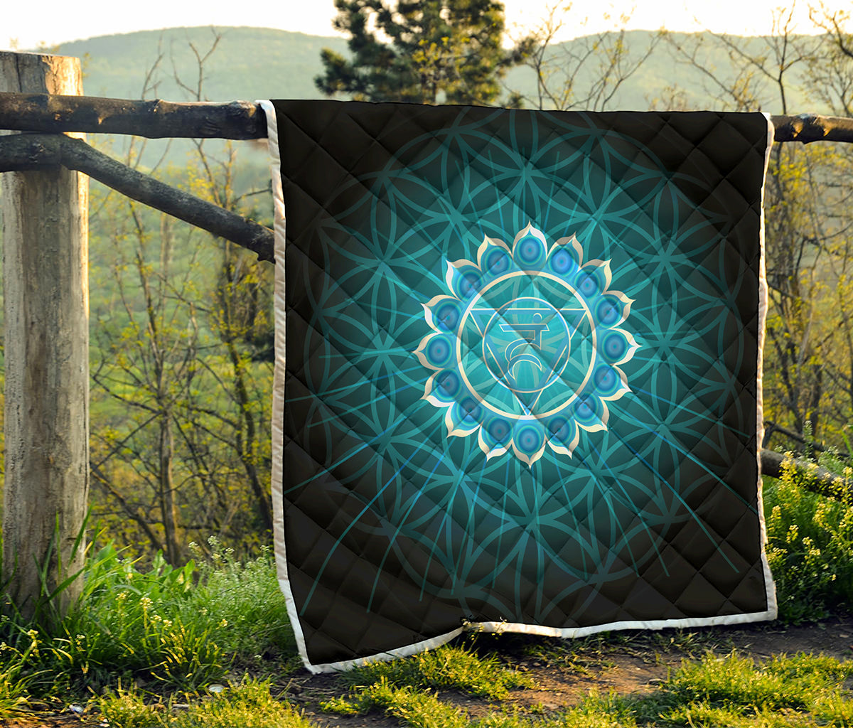 Vishuddha Chakra Spiritual Print Quilt