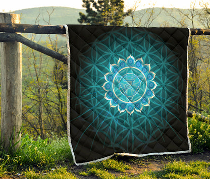 Vishuddha Chakra Spiritual Print Quilt