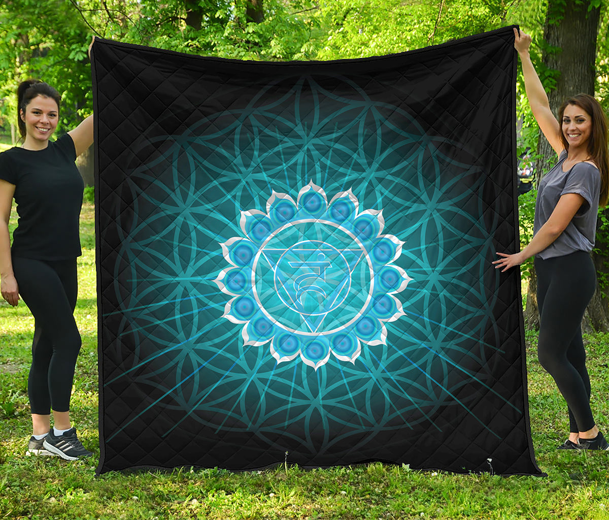 Vishuddha Chakra Spiritual Print Quilt
