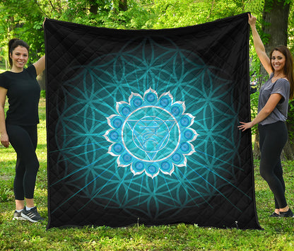 Vishuddha Chakra Spiritual Print Quilt