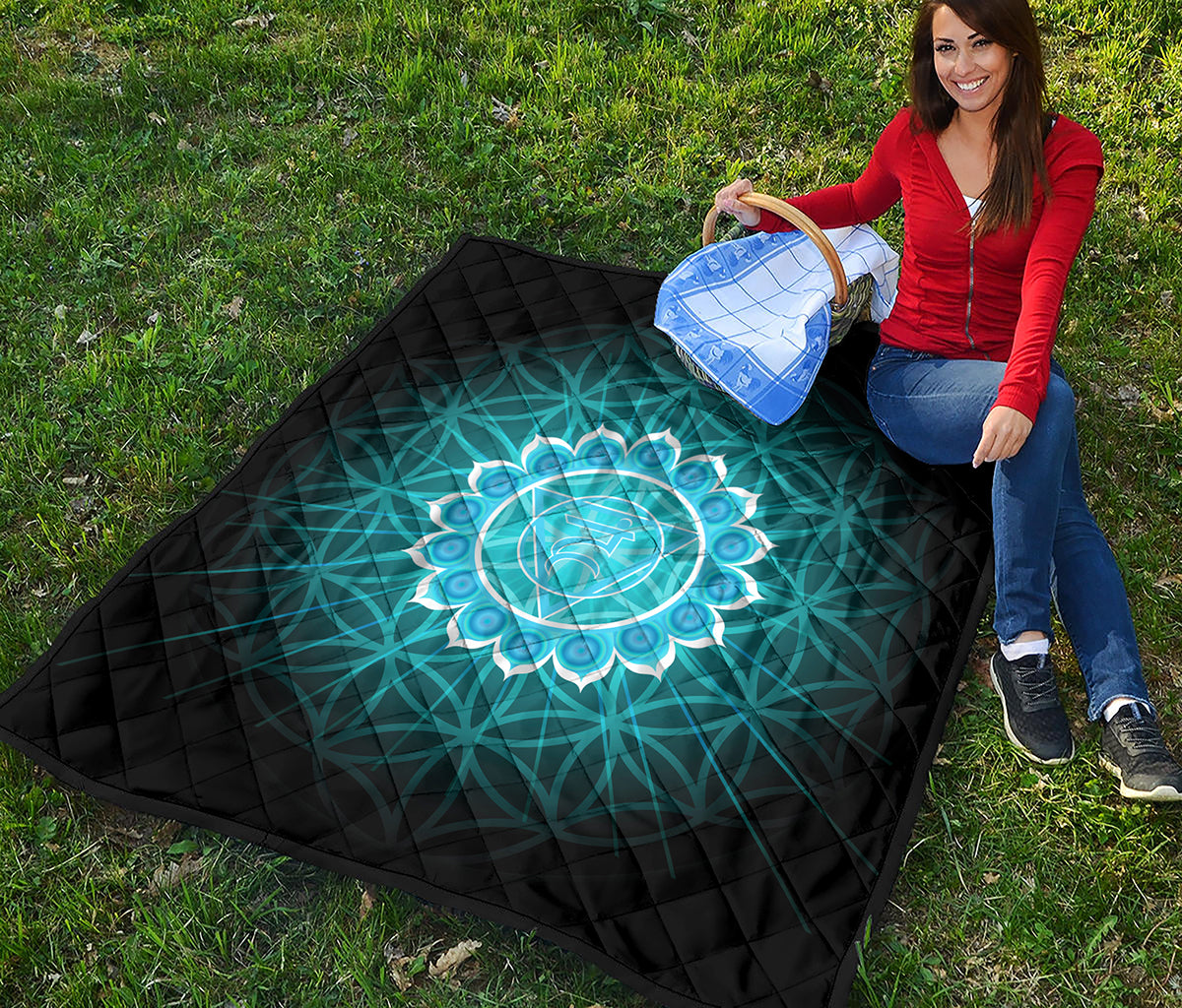 Vishuddha Chakra Spiritual Print Quilt