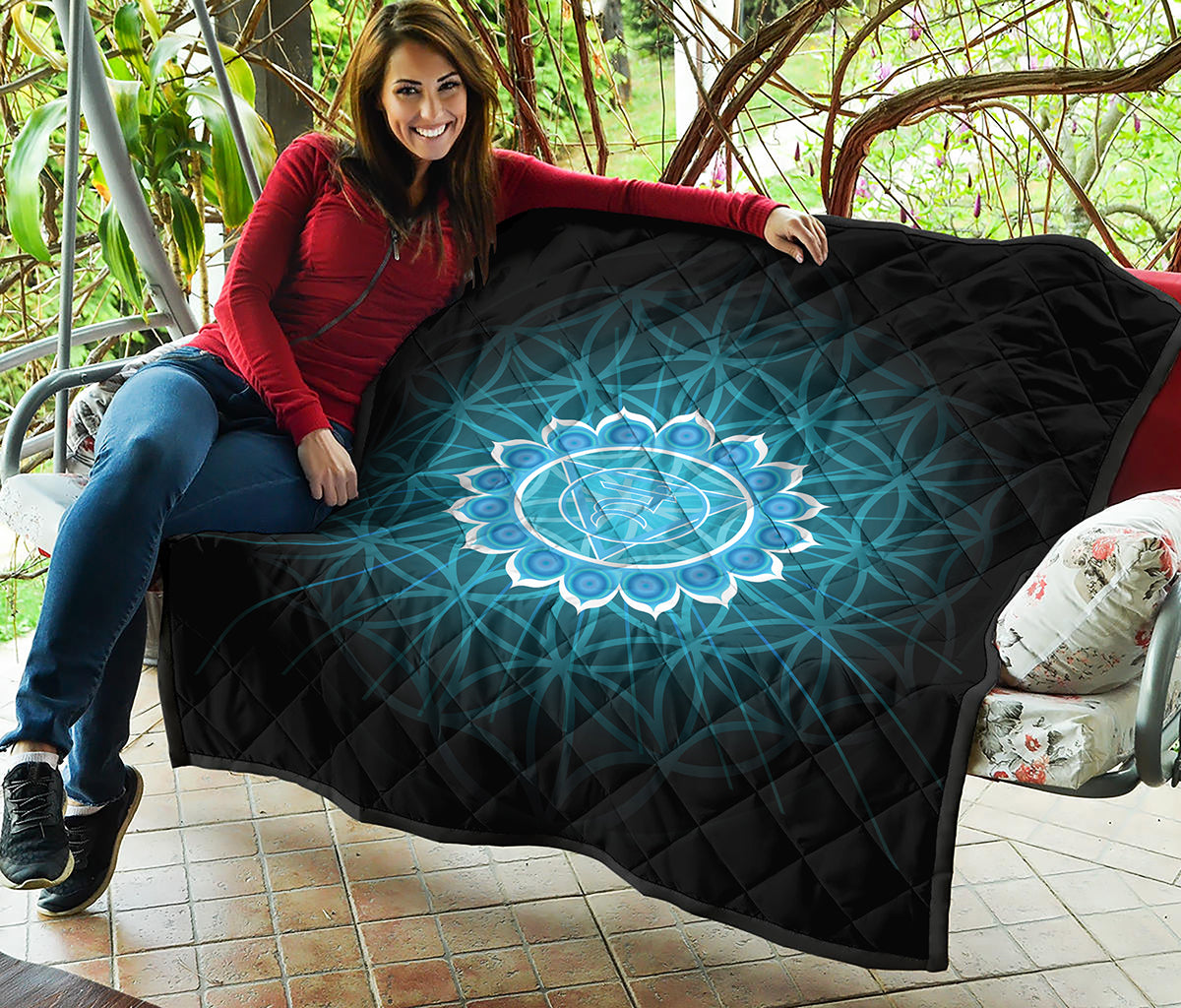 Vishuddha Chakra Spiritual Print Quilt