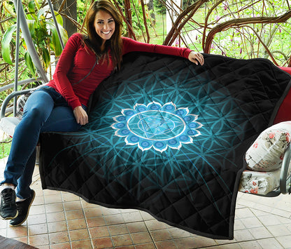 Vishuddha Chakra Spiritual Print Quilt
