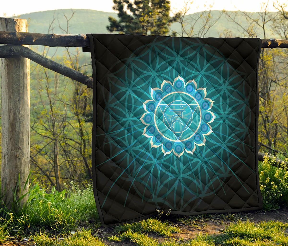 Vishuddha Chakra Spiritual Print Quilt