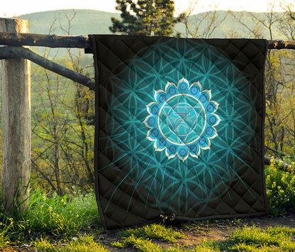 Vishuddha Chakra Spiritual Print Quilt