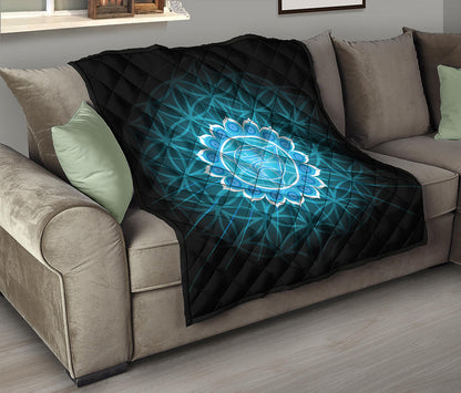 Vishuddha Chakra Spiritual Print Quilt
