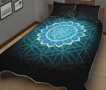 Vishuddha Chakra Spiritual Print Quilt Bed Set