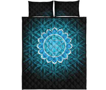 Vishuddha Chakra Spiritual Print Quilt Bed Set
