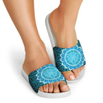 Vishuddha Chakra Spiritual Print White Slide Sandals