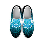 Vishuddha Chakra Spiritual Print White Slip On Shoes