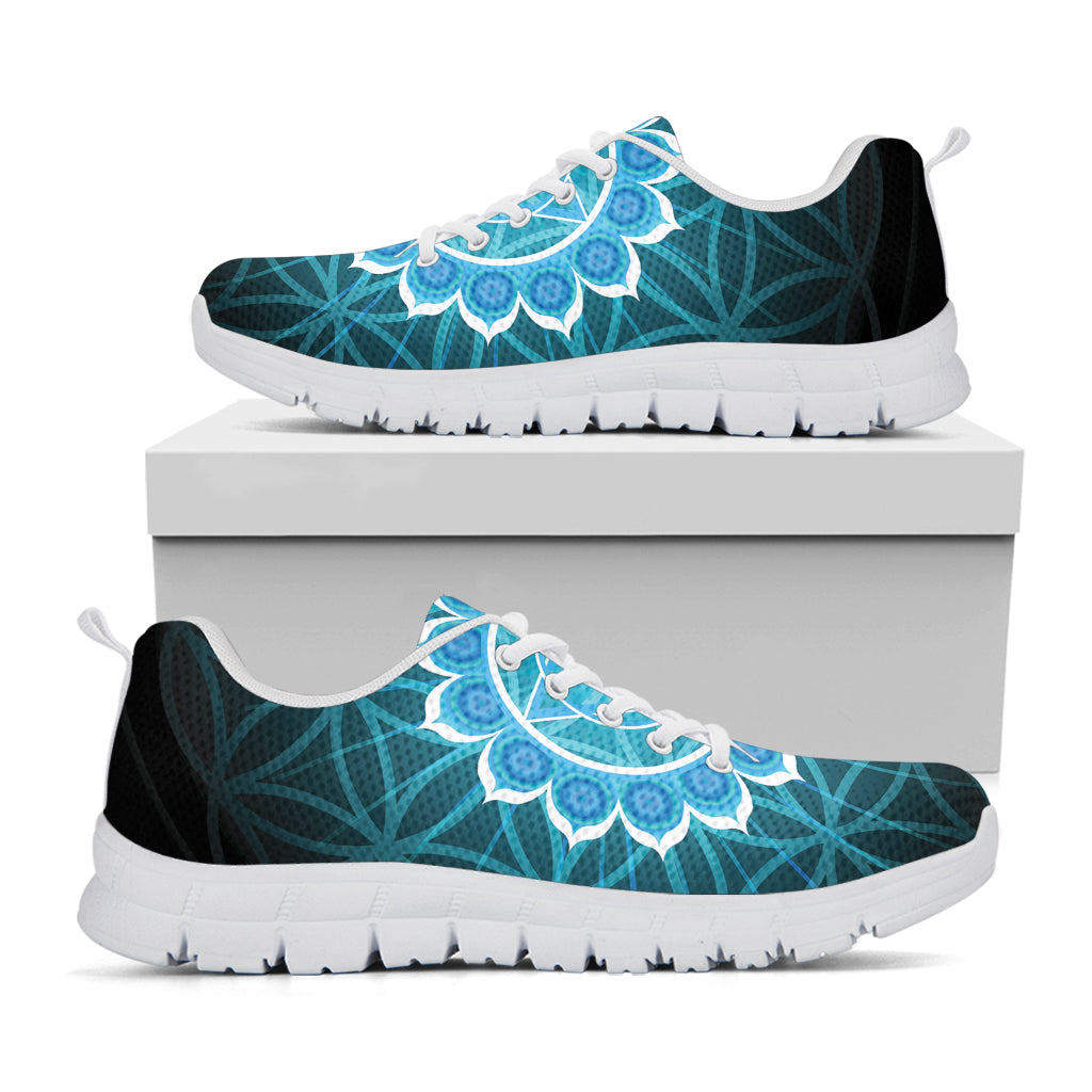 Vishuddha Chakra Spiritual Print White Sneakers