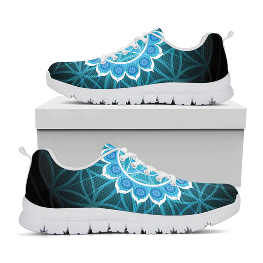 Vishuddha Chakra Spiritual Print White Sneakers