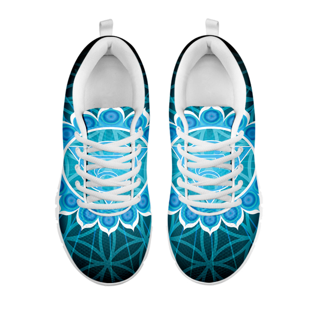 Vishuddha Chakra Spiritual Print White Sneakers