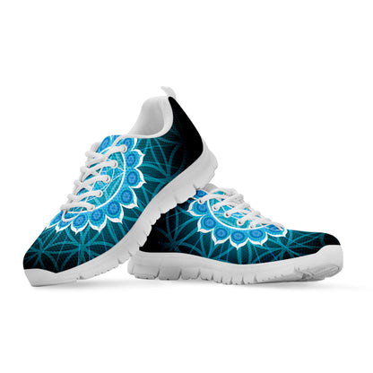 Vishuddha Chakra Spiritual Print White Sneakers