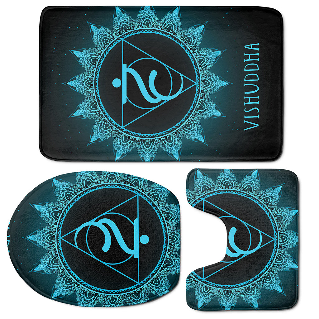 Vishuddha Chakra Symbol Print 3 Piece Bath Mat Set