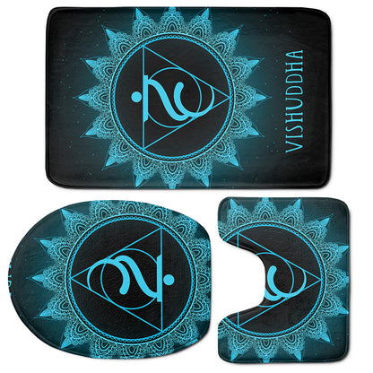 Vishuddha Chakra Symbol Print 3 Piece Bath Mat Set