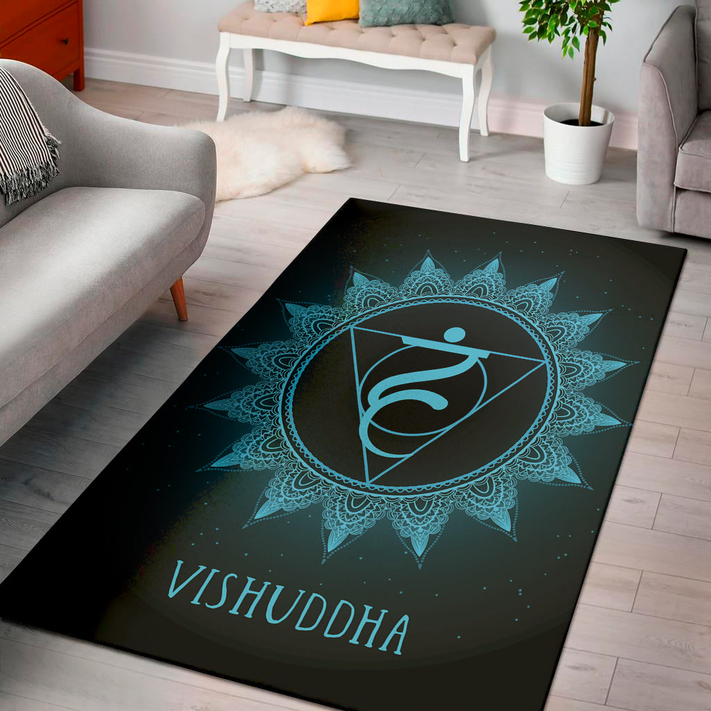 Vishuddha Chakra Symbol Print Area Rug