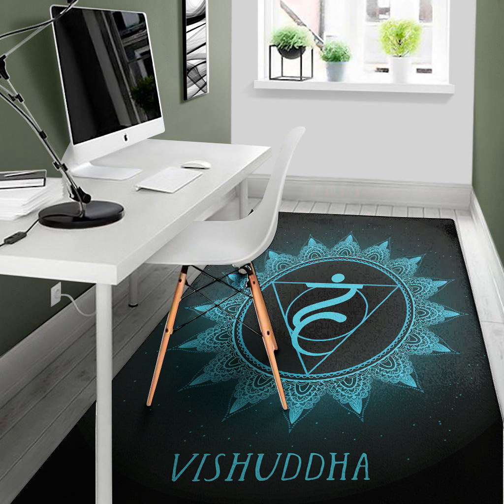 Vishuddha Chakra Symbol Print Area Rug