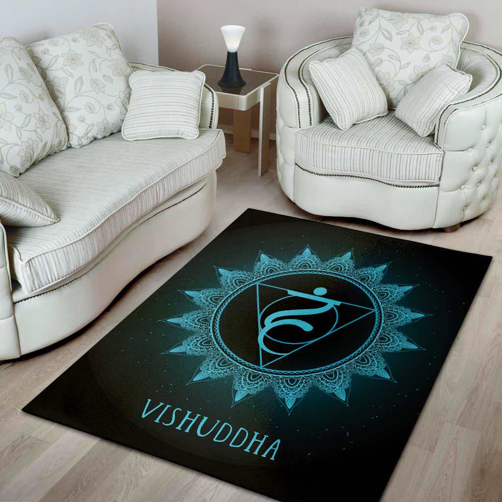 Vishuddha Chakra Symbol Print Area Rug