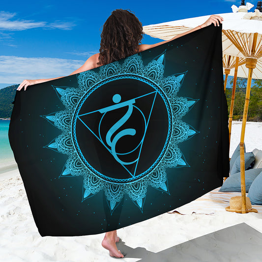 Vishuddha Chakra Symbol Print Beach Sarong Wrap