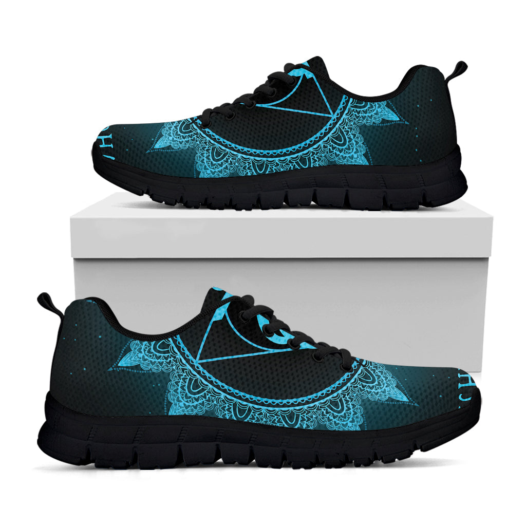 Vishuddha Chakra Symbol Print Black Sneakers