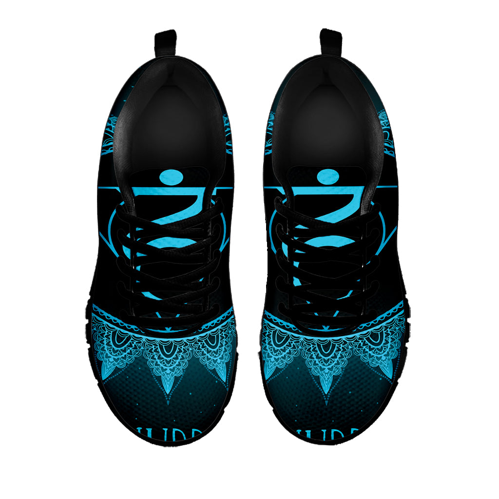 Vishuddha Chakra Symbol Print Black Sneakers
