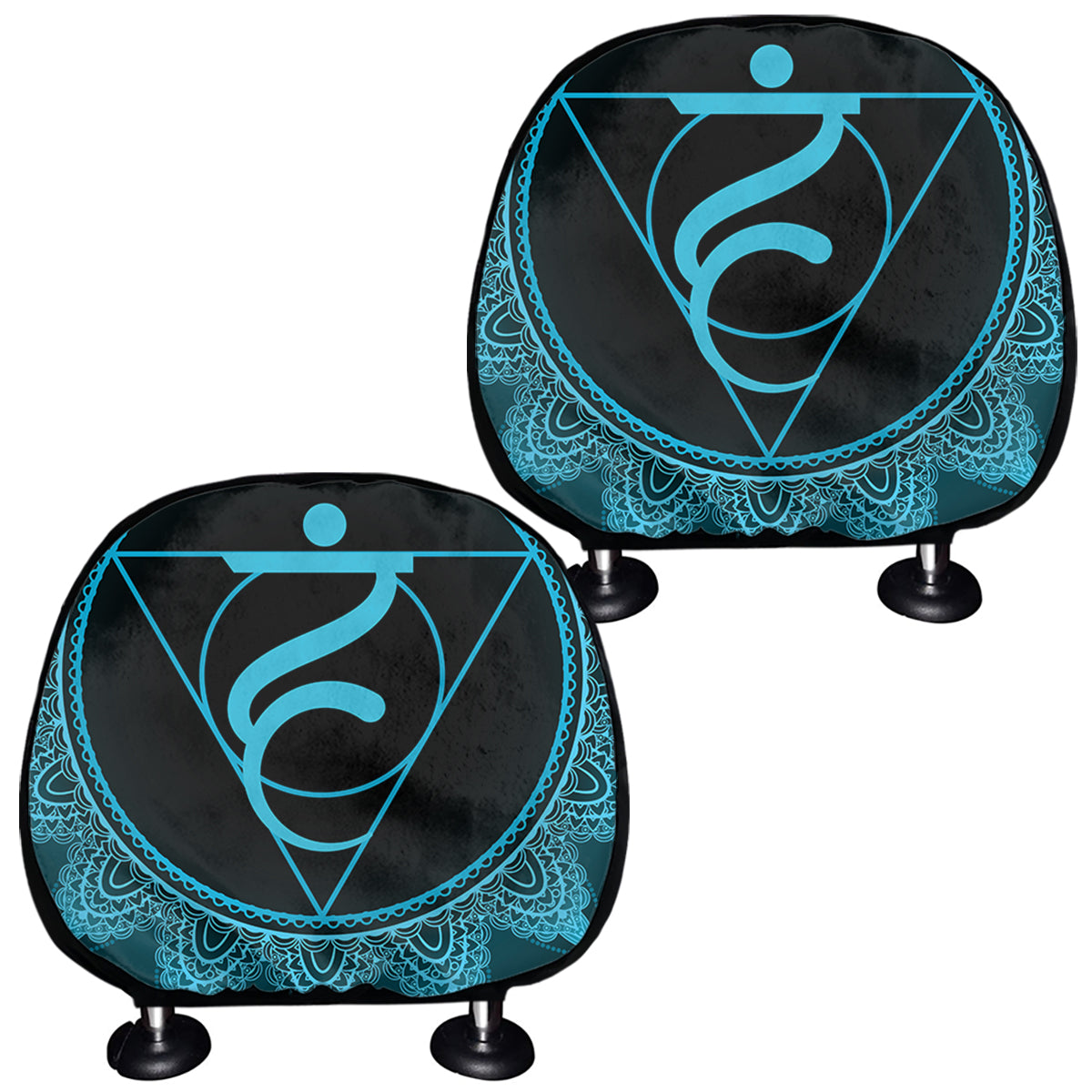 Vishuddha Chakra Symbol Print Car Headrest Covers