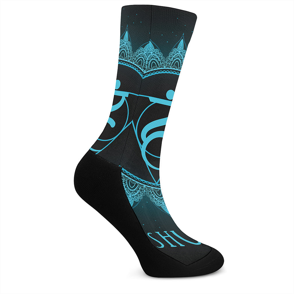 Vishuddha Chakra Symbol Print Crew Socks
