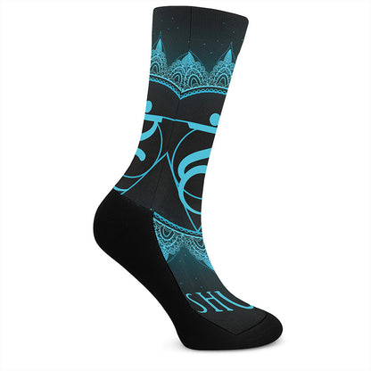 Vishuddha Chakra Symbol Print Crew Socks