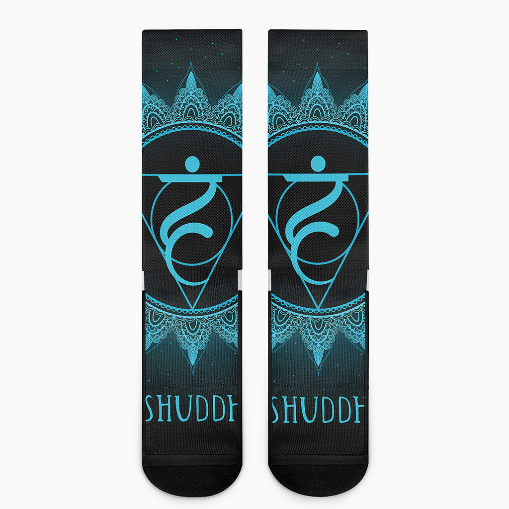 Vishuddha Chakra Symbol Print Crew Socks