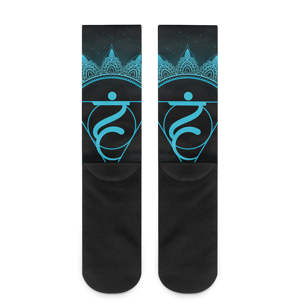 Vishuddha Chakra Symbol Print Crew Socks