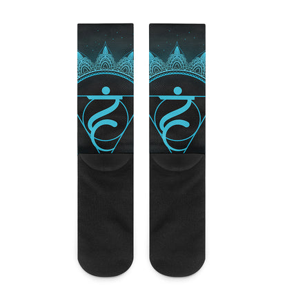 Vishuddha Chakra Symbol Print Crew Socks