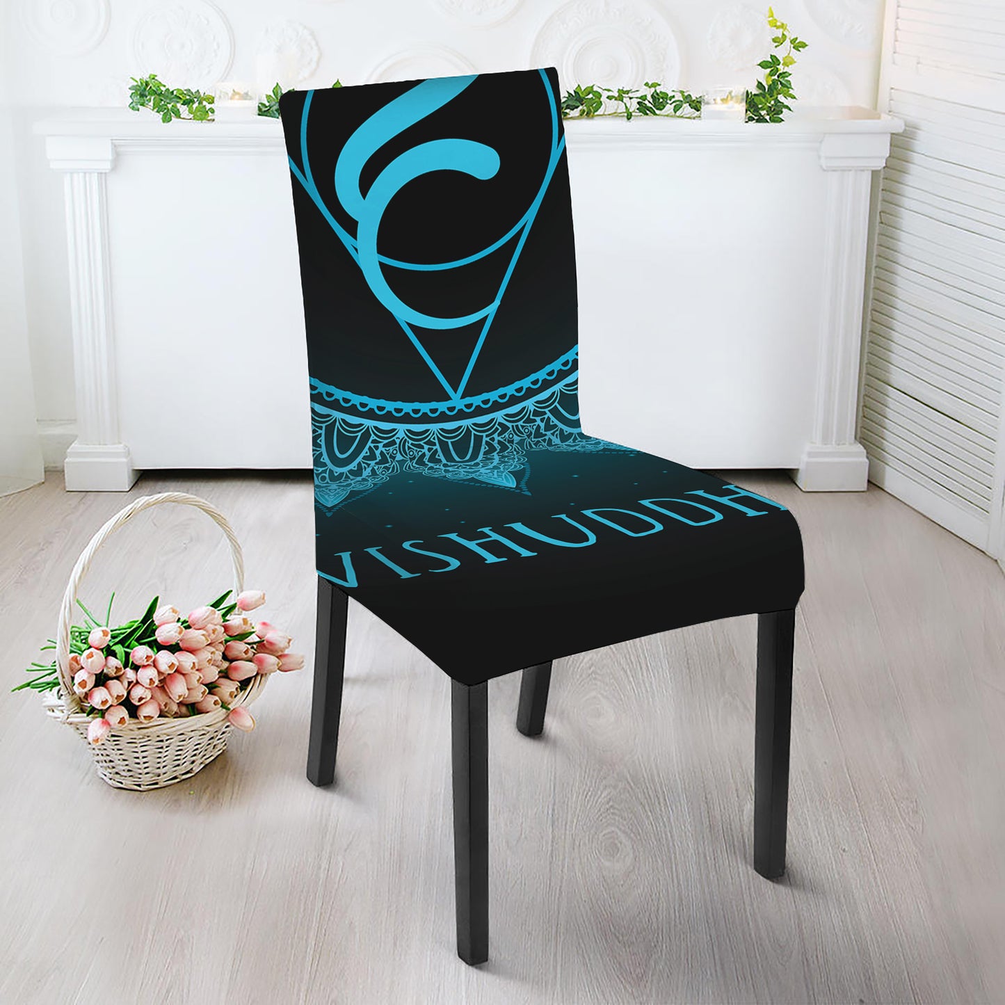 Vishuddha Chakra Symbol Print Dining Chair Slipcover