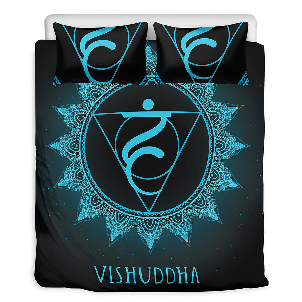 Vishuddha Chakra Symbol Print Duvet Cover Bedding Set