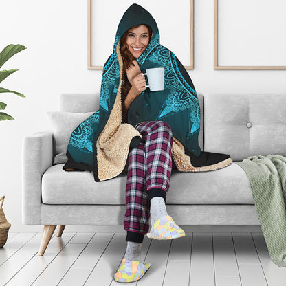 Vishuddha Chakra Symbol Print Hooded Blanket